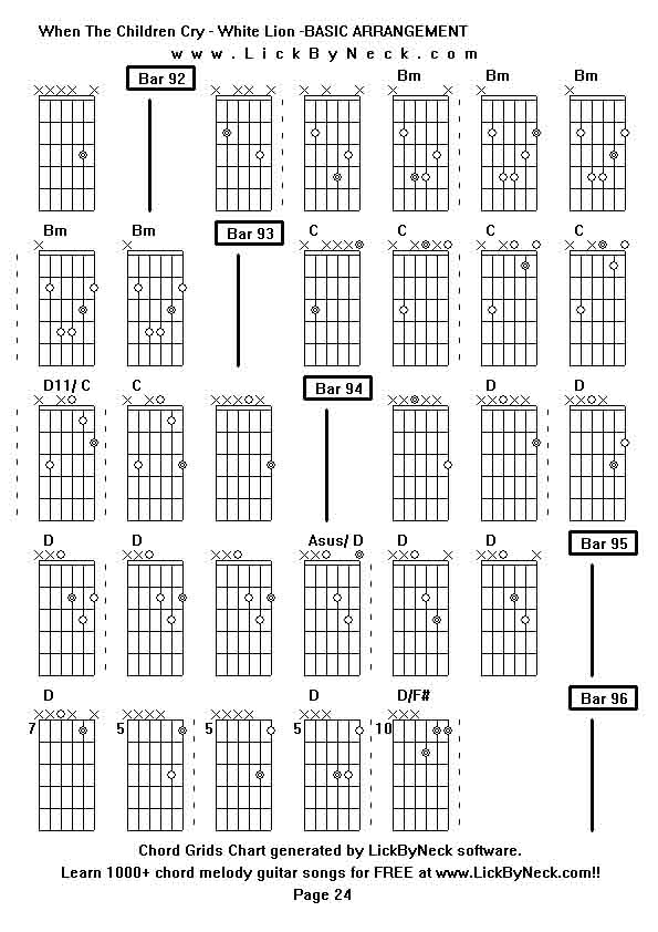 Chord Grids Chart of chord melody fingerstyle guitar song-When The Children Cry - White Lion -BASIC ARRANGEMENT,generated by LickByNeck software.